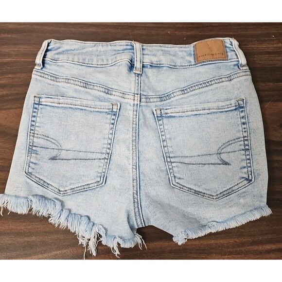 American Eagle Sz 6 Shorts Cut Off Distressed Light Wash Next Level Stretch - Picture 4 of 8